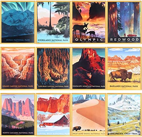 12 комплети гроздобер Национален парк постери Национален парк Постери wallидна уметност Апстрактна уметност природа планинска уметност декор