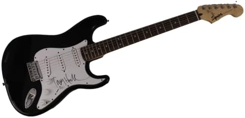 Тони Хоук потпиша автограм со целосна големина Црна Fender Stratocaster Електрична гитара со автентикација на Бекет - икона за