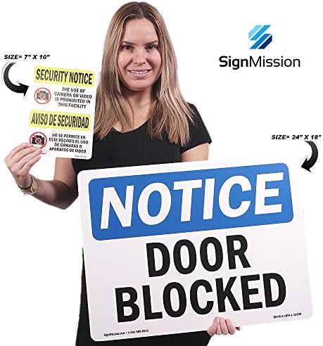 Знак за известување OSHA - Известување Не блокирајте знак за испорака на пошта со симбол | Винил етикета Деклас | Заштитете ја вашата деловна