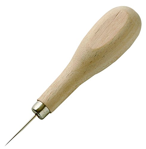 Занаетчиска алатка за шиење со кожени рачни шиење тркалезна кожна шевови за шевови, со дрвена рачка, за да ги пробие дупките за бод со агол во