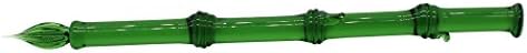 Gullor Glass Dip Pen Bamboo форма рачно изработено стакло потпис пенкало кристално натопување знак пенкало за пенкало, зелено