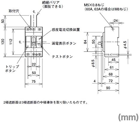Mitsubishi Electric NV63-CV 2P 30A 30MA прекинувачи на колоните на земјиштето nn nn