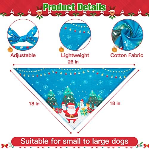 Beautyzoo Божиќно кучиња бандани, памучен фестивал триаголник Бибс миленичиња бандана за мали средни големи кучиња, мека кучешка кора