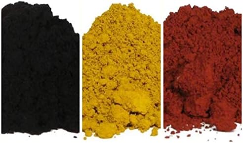 Колекцијата на оксид - пакет од 3 минерални пигментни пакувања: црн железен оксид | Сенф жолт железо оксид | Црвен железен оксид