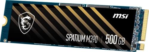 MSI SPATIUM M390 SSD 500GB - PCIE 3.0 NVME M.2 Внатрешен погон на цврста состојба, 3300MB/s Read & 2300MB/s Напишете, 3D NAND, Вградена