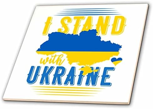 3dRose 2 Патување-Украина-Стојам Со Украина Знаме Мапа И Срцето Цитат-Плочки
