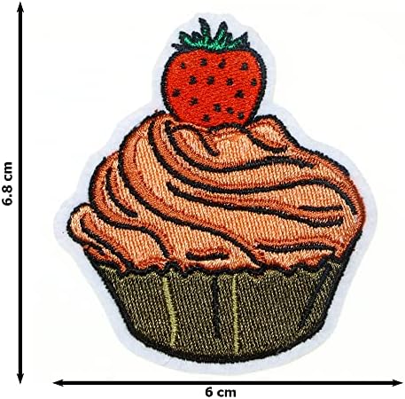 JPT - cupcake со јагода торта за пекари за пекари слатки слатки цртани филмови извезени апликации железо/шиење на закрпи значка симпатична