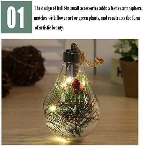 YHQSYKS 6PCS Снежен глобус Фенер батерија управуваше осветлен сјај фенер за Божиќна декорација на домови, креативна сијалица за украсување на