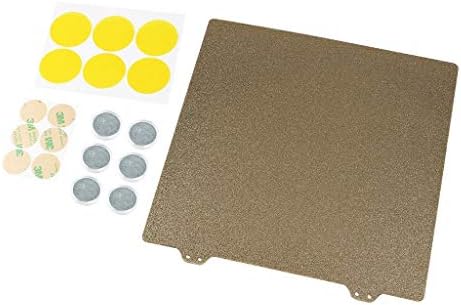 Компјутерски додатоци на Yyongao, злато 235x235mm двојна текстура PEI лист во прав челична плоча со 6 магнетски блок за 3Д делови за печатач