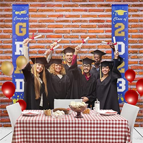 Декорации за дипломирање на декорации Од 2023 година, Банер Со Сини И Златни Знаци На Тремот За Дипломирање Им Честита На Банерите