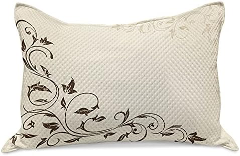 Амбесон винова лоза плетена ватенка перница, врамени лисја од грозје илустрација на гранџ украси, стандардна покривка за перница со големина