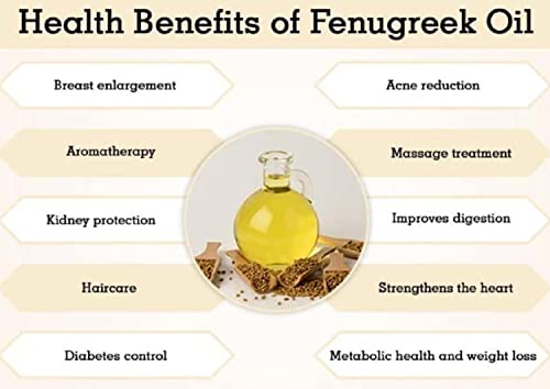 Fenugreek Oil 2.02oz- природно и чисто масло за раст на косата, здравје на кожата и го подобрува варењето- масла за носачи на екстракт од
