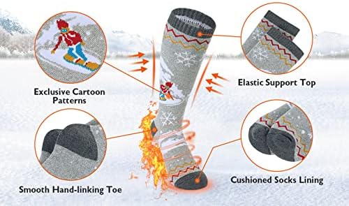 Вековна Ѕвезда Деца Скијачки Чорапи Зимски Топло Колено Високи Снежни Чорапи За Мали Момчиња Девојки Меки Волнени Чорапи Скијање Сноуборд