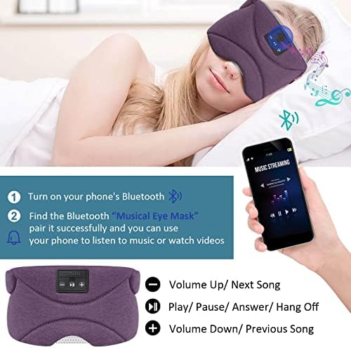 Маска за спиење со слушалки за Bluetooth 24 бел шум, ултра-тенки звучникот на ладно пакување затемнувања Bluetooth Очи маски Слушалки