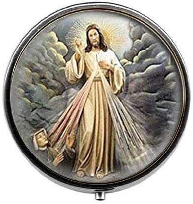Божествена Милост Религиозен Исус Католички Медал Накит - Уметност Фото Пилула Кутија - Шарм Пилула Кутија-Стакло Бонбони Кутија