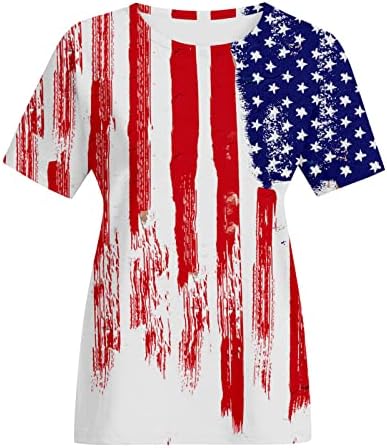 Патриотски кошули за жени американско знаме маица летни обични врвови со кратки ракави teвезди starsвезди шарени удобни лабави