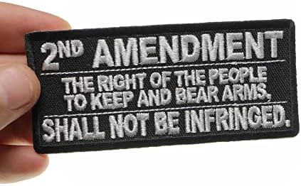 Втор амандман, правото на луѓето да чуваат и да носат оружје, нема да бидат нарушени лепенка - 4х1,5 инчи. Везено железо на лепенка