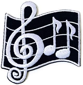 Музички белешки g Clef Осми музички скала Класична везена шива на железо на лепенка за облека со фармерки со ранец и др.