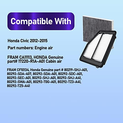 FilterDoctor CF10134, CP134 и GP213, 17220-R1A-A01 Air Cabin и Filter Filter Combo за Honda Civic 2012 2013 2014 2015 година
