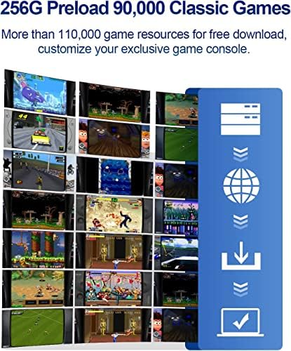 Ретро Конзола За Игри со 90000+ Класични Игри, Приклучок И Игра За Конзоли ЗА Видео Игри 256G, Конзола За Емулатори Компатибилна со 70+ Емулатори,