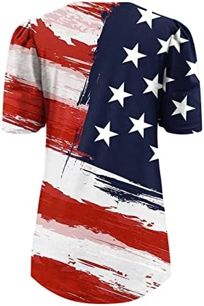 4 јули 2023 Маица За Жени Боја За Вратоврска Со Американско Знаме Блуза Против Вратот Маици Со Кратки Ракави Врвови Летни Секојдневни Кошули