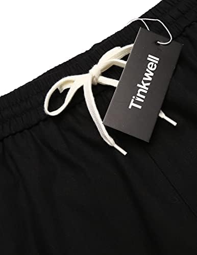 Тинквел Машки Каузални Памучни Шорцеви Со Драстринг Лето Класични вклопуваат Кратки Панталони Со Еластични Џебови На Половината