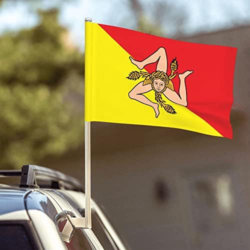Сицилијанско знаме со знаме на автомобил со знаме 12 x 18 инчи двострана автомобилска прозорец знаме на отворено автомобилски декор