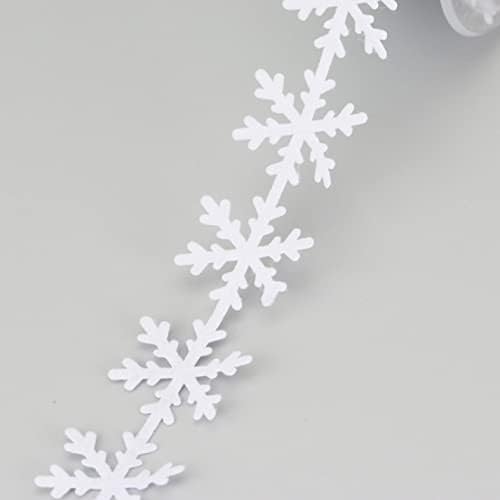 Врежана божиќна декорација лента со лента од чипка 1 инч- 5 метри појас за декорација на снег
