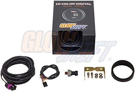 Glowshift 10 Digital Digital 100 psi Cuge Cluge Pressuress Pressures - Вклучува електронски сензор - LED дисплеј со повеќе бои -