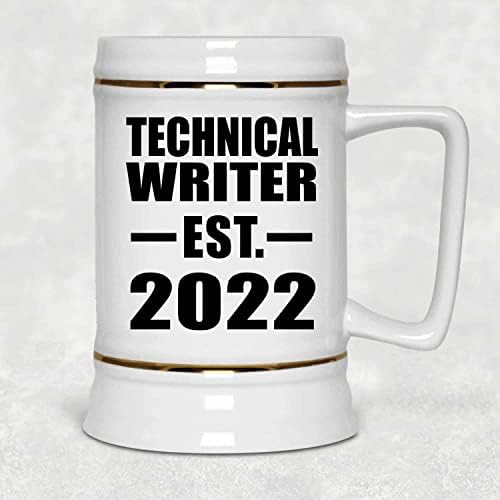Дизајнирајте Технички Писател Основан E. 2022, 22оз Пиво Штајн Керамички Танкард Кригла Со Рачка За Замрзнувач, Подароци За Роденденска