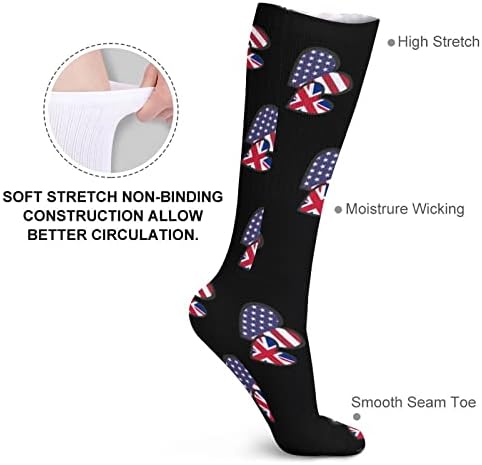 Срца Американска Англија Знаме Цевка Чорапи Екипажот Чорапи Дише Атлетски Чорапи Чорапи Отворено За Унисекс