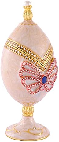 Qifu Faberge јајце во стил на бела кутија за накит со уникатен подарок за шарки за украси за домови