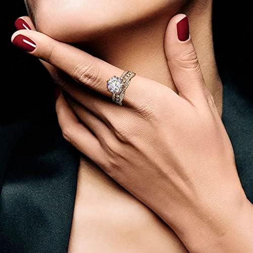 Прстен на срцев прстен злато дијамант парче прстен комеморативен ангажман циркони три прстени