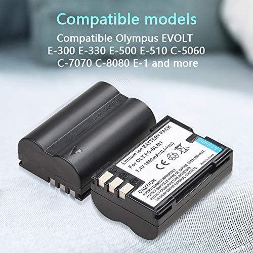 Tectra 2-Pack BLM-1, BLM-01, PS-BLM1 комплет за батерии и полнач за Олимп Ц-5060, C-7070, C-8080, E-1, E-3, E-30, E-520, Evolt Е-300,