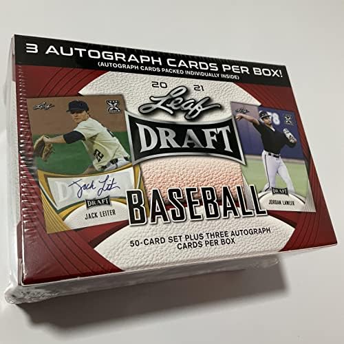 2021 Лист Нацрт Бејзбол Хоби Бластер Кутија - 50 Сет Картички Плус 3 Картички За Автограм По Кутија