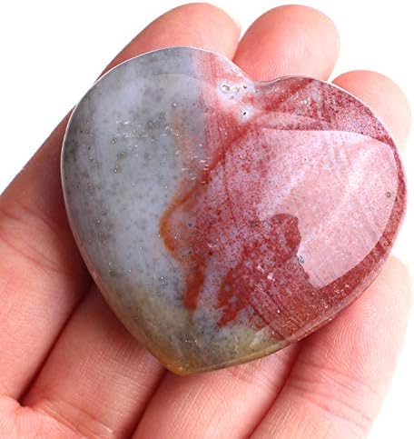 ZYM116 1PC Природна слика/Полихром јаспер кристал форма на срцев облик на океанот Јаспер приврзоци Реики скапоцен камен заздравување на подарокот