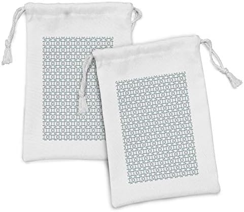 Амбесон апстрактна торбичка за ткаенини од 2, украсни стилски квадрати Геометриски starsвезди Зелени ленти и мали плус форми, мала