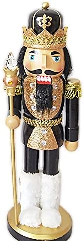 Гелс црна костум Крал Дрвена Божиќна оревчеста со кристални брадавици традиционална декоративна фигура за празничен празник