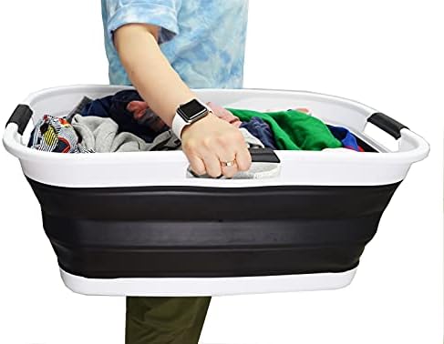 Пластична корпа за алишта за перење Sammart 44L - Контејнер за складирање / Организатор за преклопување на преклопување - преносна када за перење