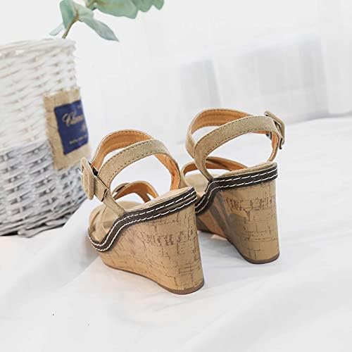 Клин сандали за жени обични летни платформа Еспадрил сандали 2023 Обични отворени пети сандали плажа римски чевли