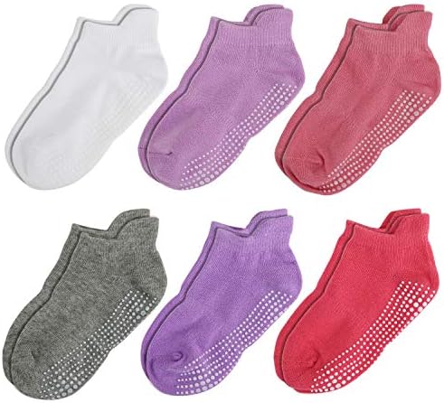 АМИНСОН Грип на глуждот со ниско сечење атлетски чорапи - Детска момчиња девојчиња анти -лизгачки лизгачки лизгачки екипи чорапи 6-12 пакувања