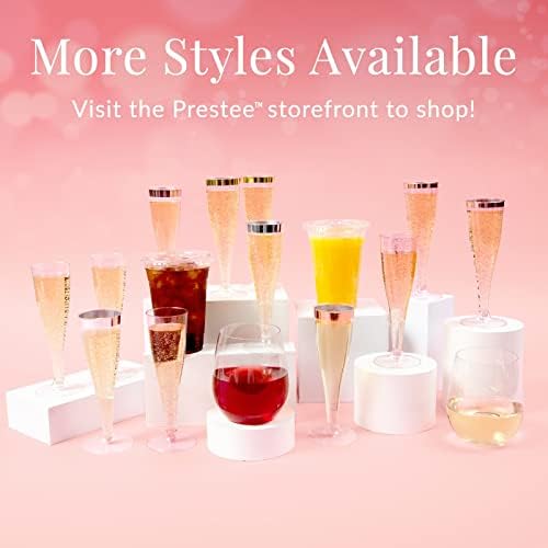 Прести 24 Флејти За Шампањ Пластика | Флејта За Шампањ За Еднократна Употреба | Сјај Од Розово Злато Пластични Чаши За Шампањ За
