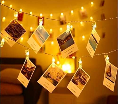 16 LED клип светло батерија управувана 16 фотографии што висат жица романтична светлина за расположение идеално за в Valentубените до саканите