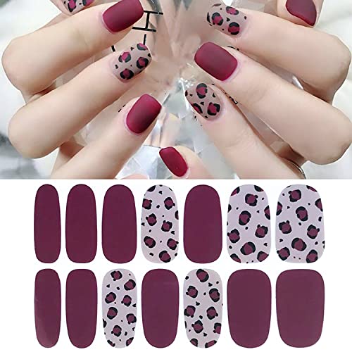 Silpecwee 8 чаршафи налепници за леопард нокти налепници целосни обвивки за нокти за жени со нокти ленти за лепење на ленти за