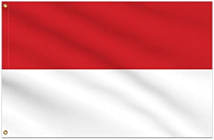 Banner Buzz Направете го тоа видливо индонезиско знаме плетена ткаенина 90 GSM - лесни, светли и живописни бои, месинг за месинг за