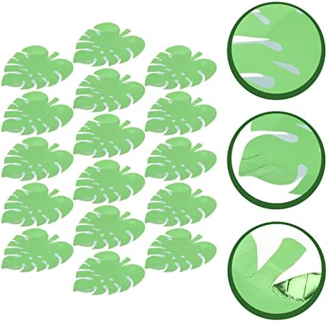 Амосфун зелен декор зелен декор зелен декор плочи 16 парчиња тропски хартиени плочи лисја облици плочи за еднократна употреба