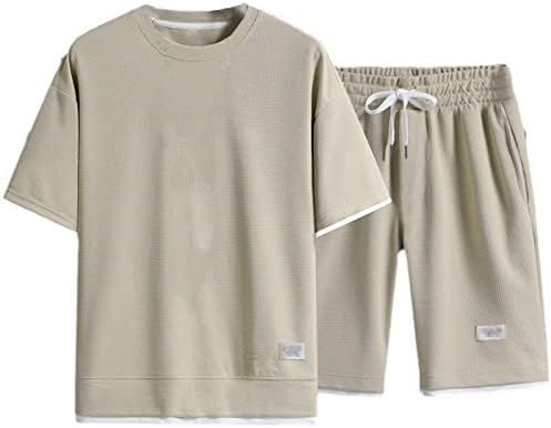 Летна машка обична маица и шорцеви се поставуваат спортски спортови 2 парчиња модни костуми за кратки ракави