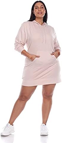 бела марка женска плус големина долга ракав худи стил џемпер фустан