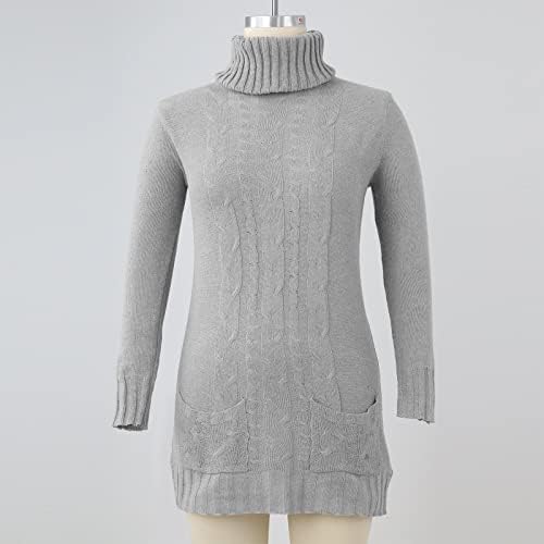 Женски плетени фустани со џемпер од женски џемпер, долга есенска зимска желка џемпер здолништа облечени џемпери