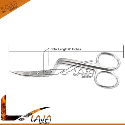 Лаја увезува 6 -инчен не'рѓосувачки челик Апликација за ножици на патки со рачка со офсет и 6 инчи машина за вез со двојно заоблени